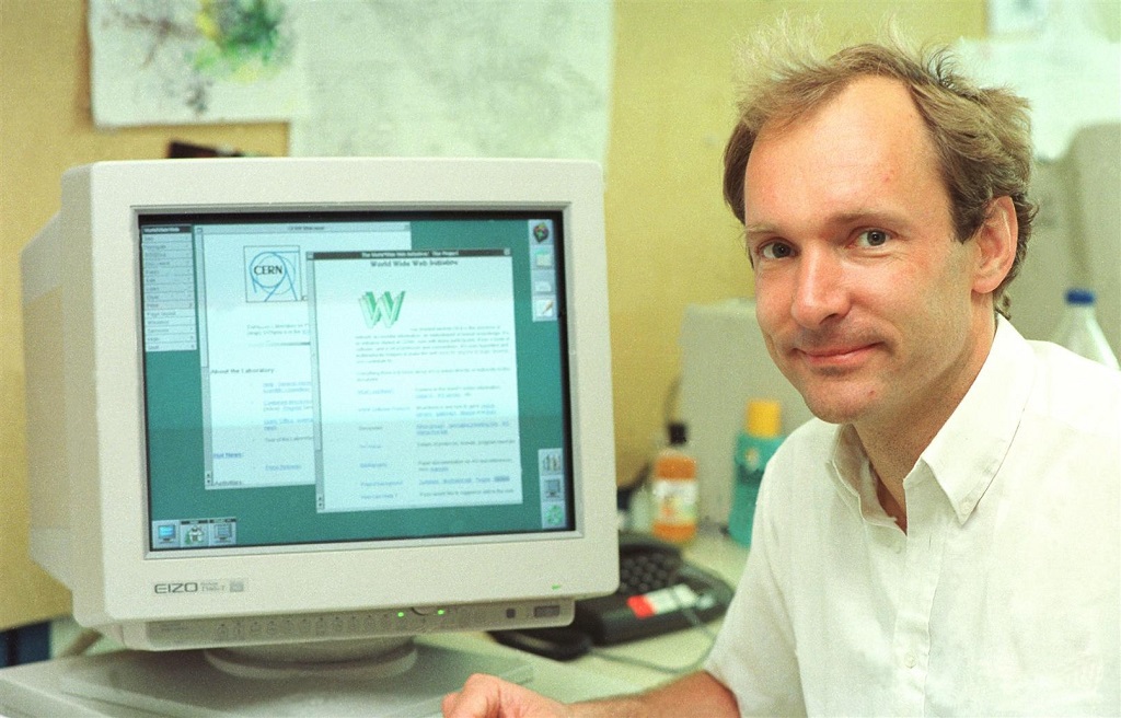 Tim Berners-Lee’s first web browser interface developed at CERN