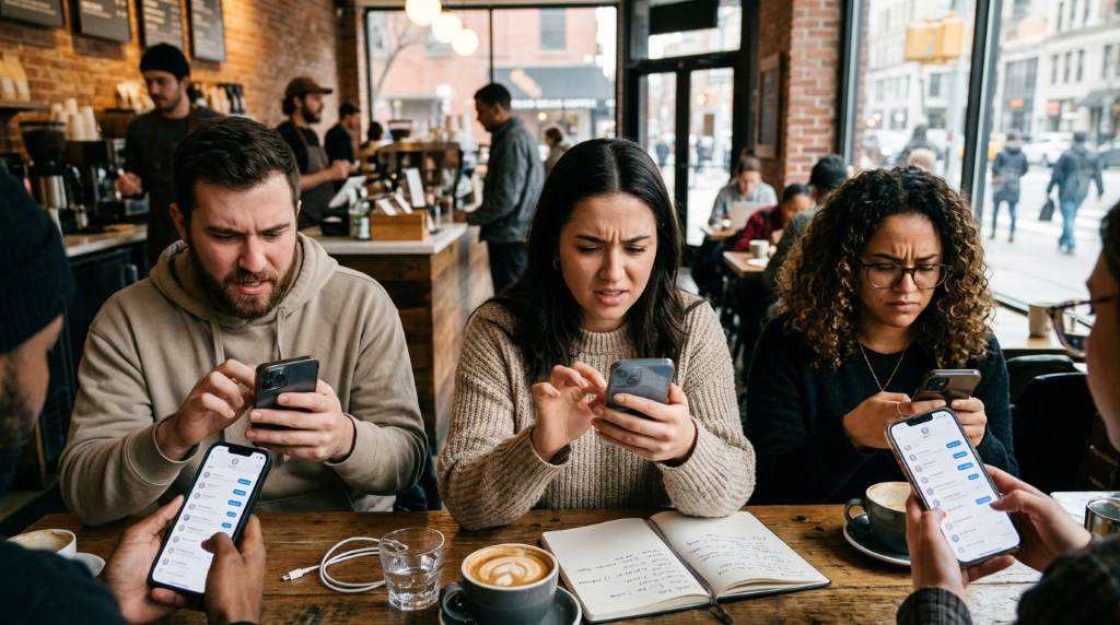 Denver iPhone user deleting old text messages to improve phone storage and speed during winter season